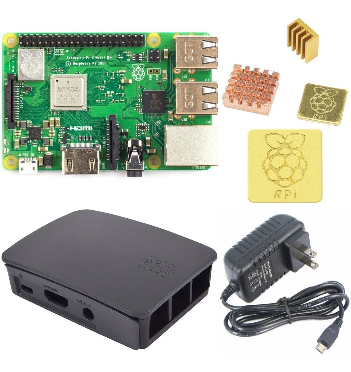 kit Raspberry Pi 3 B+ Con Case Original y Disipadores Originales