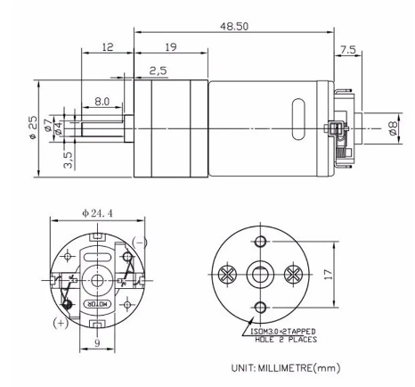 Motor de engranaje cepillado DC de cuero negro 370-10-12D8, Motor eléctrico de alta velocidad de bajo ruido, diámetro del eje de 4mm