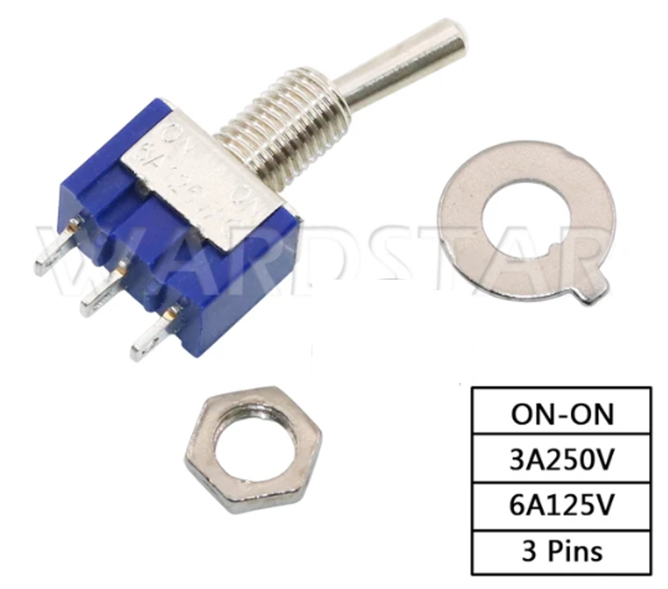 THIDO - Interruptores de palanca miniatura, mini interruptor ON-ON, un  polo, 2 tiros, 6A, 125VAC, 10 MTS-102