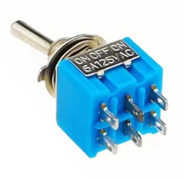 Interruptor de palanca cola rata en miniatura unipolar doble tiro  3 posiciones ON-OFF-ON MTS-203 6A 120V