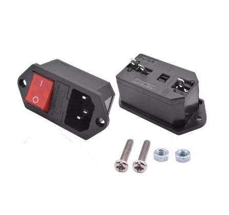 Conector tipo chasis Macho interlock con switch balancin y portafusible