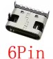 Conector USB tipo C de 6 pines conector hembra puerto de carga SMD SMT PCB soldadura DIY