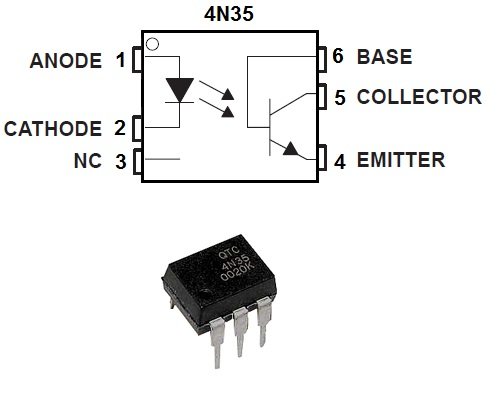 4N35 Optoacoplador 1 Canal Transistor